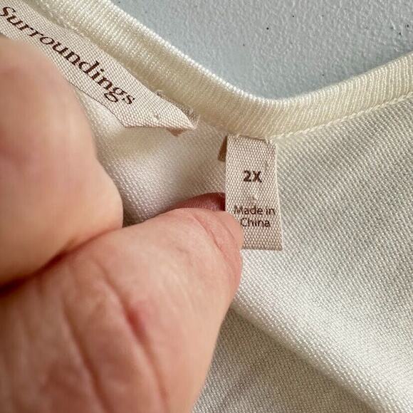 Soft Surroundings Margulies Sweater Womens 2X Exposed Back Zip Long Sleeve Cream - Picture 7 of 8